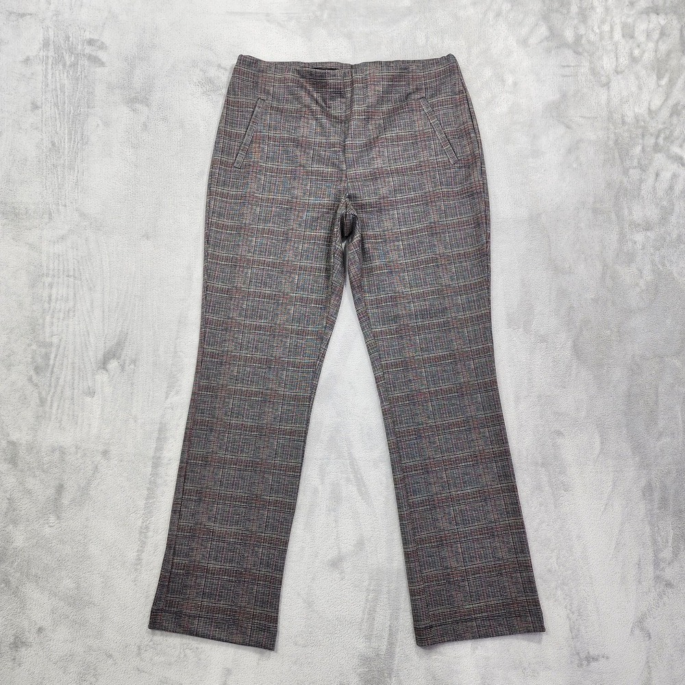 Tribal Pants Womens M Gray Plaid Pull On Ankle Ponte Dress Stretch Office Preppy